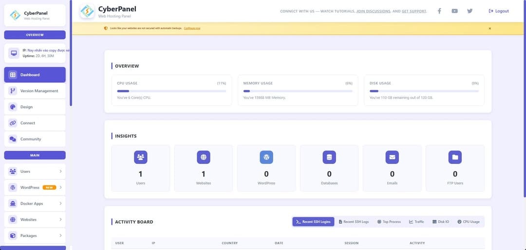 AlmaLinux 8 – CyberPanel Install